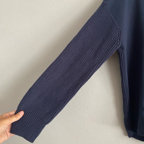 Womens Sweater Hoodie Size Large Knit Navy Blue Cozy Winter Fall - Picture 3 of 9